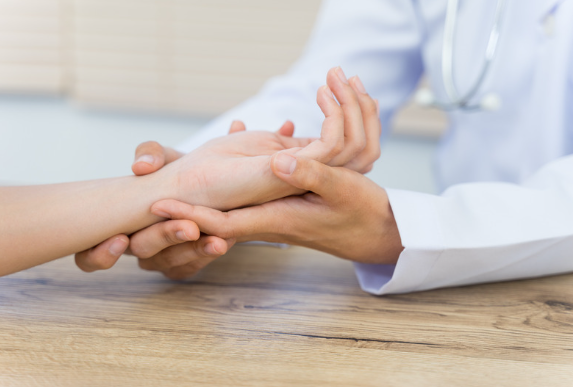 Hand therapy being performed by an occupational therapist