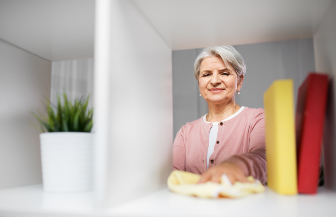 Elderly Woman cleaning