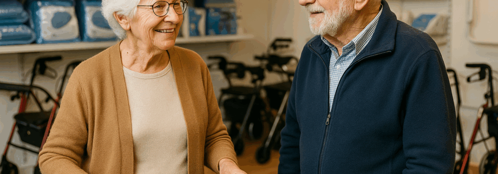 Elderly Man and Woman in a mobility store