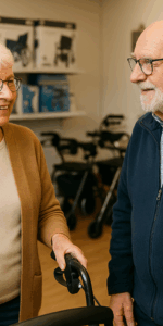 Elderly Man and Woman in a mobility store