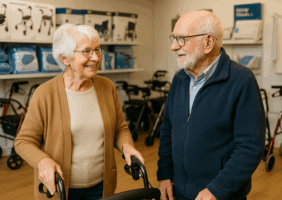 Elderly Man and Woman in a mobility store