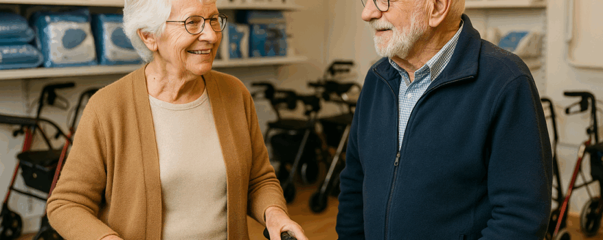 Elderly Man and Woman in a mobility store