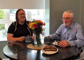 Amy and her father in law enjoying a cup of tea together this father's day