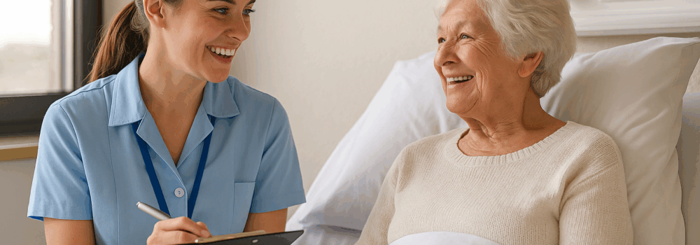 Occupational Therapist talking with customer in Hospital