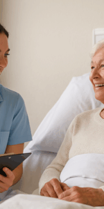 Occupational Therapist talking with customer in Hospital
