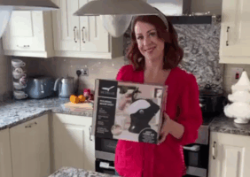 Ciara Turley with the Uccello Kettle in her kitchen