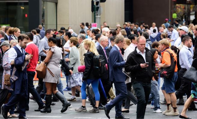 Busy high street with people everywhere