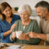 Mother with adult children in the kitchen together